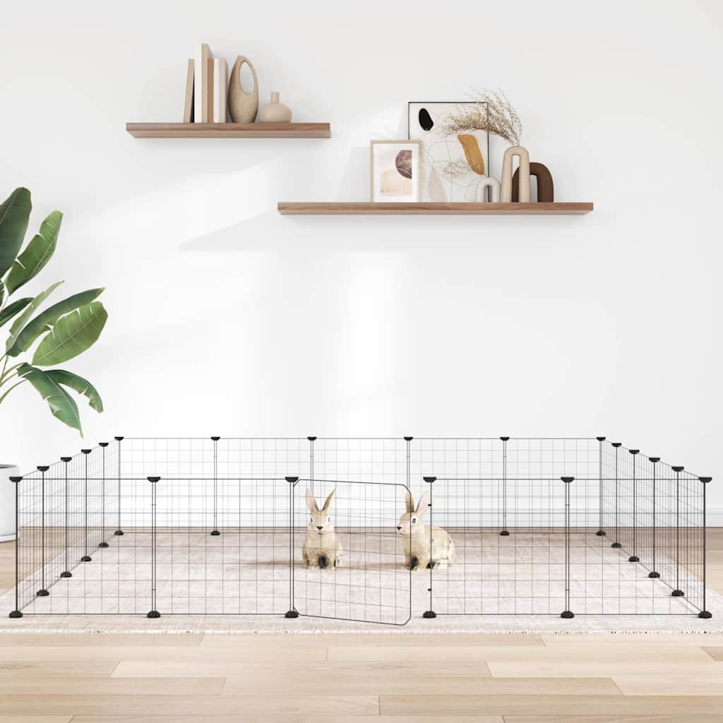 VidaXL cage pour animaux de compagnie avec porte 20 panneaux 35x35 cm acier noir