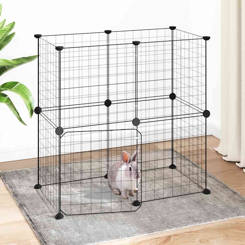 Vidaxl Petts Cage avec porte 12 panneaux 35x35 cm en acier noir