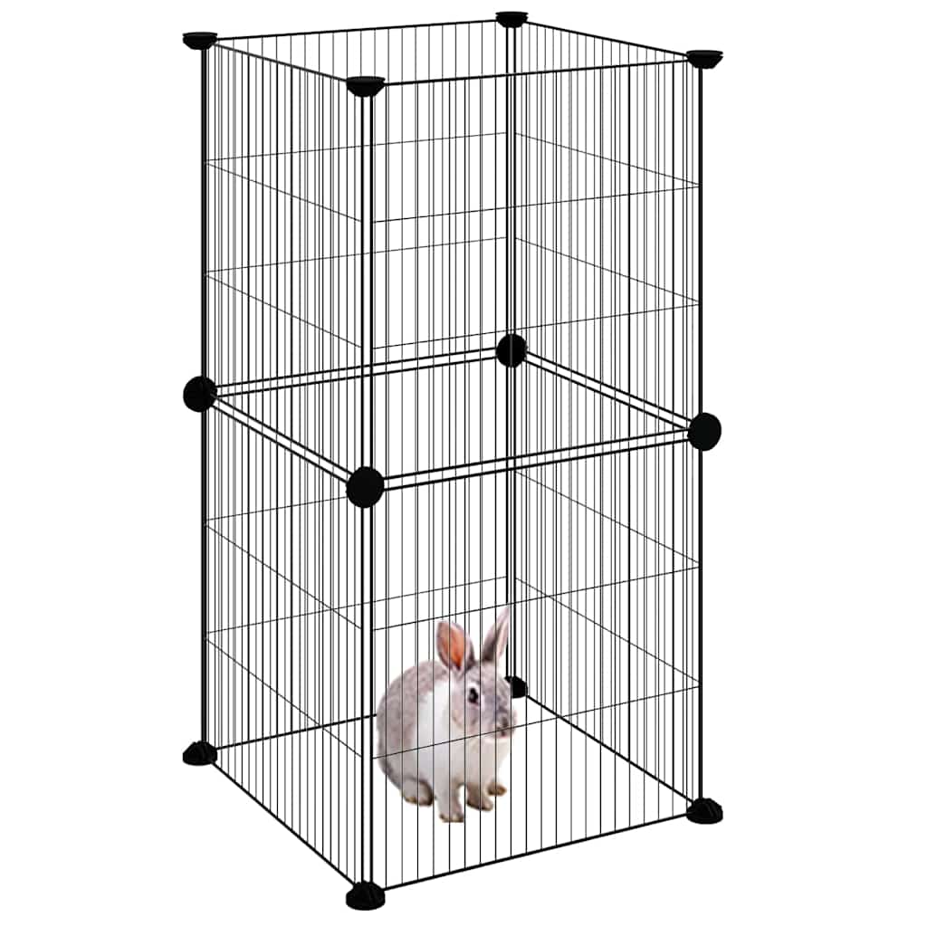 Cage Vidaxl pour animaux de compagnie avec 8 panneaux 35x35 cm en acier noir