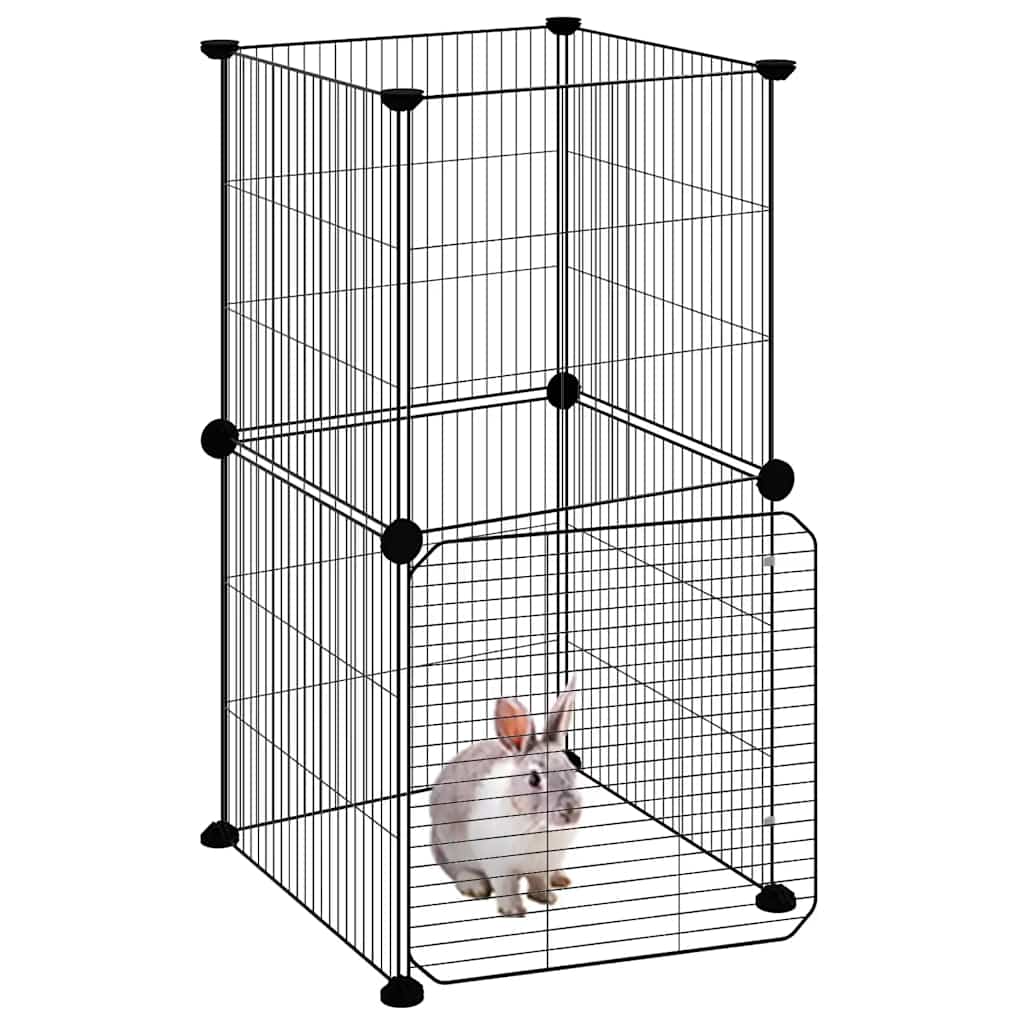 Vidaxl Petts Cage avec porte 8 panneaux 35x35 cm en acier noir