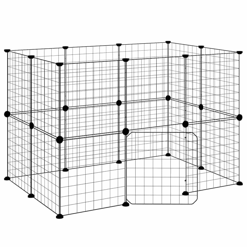 VidaXL cage pour animaux de compagnie avec porte 20 panneaux 35x35 cm acier noir