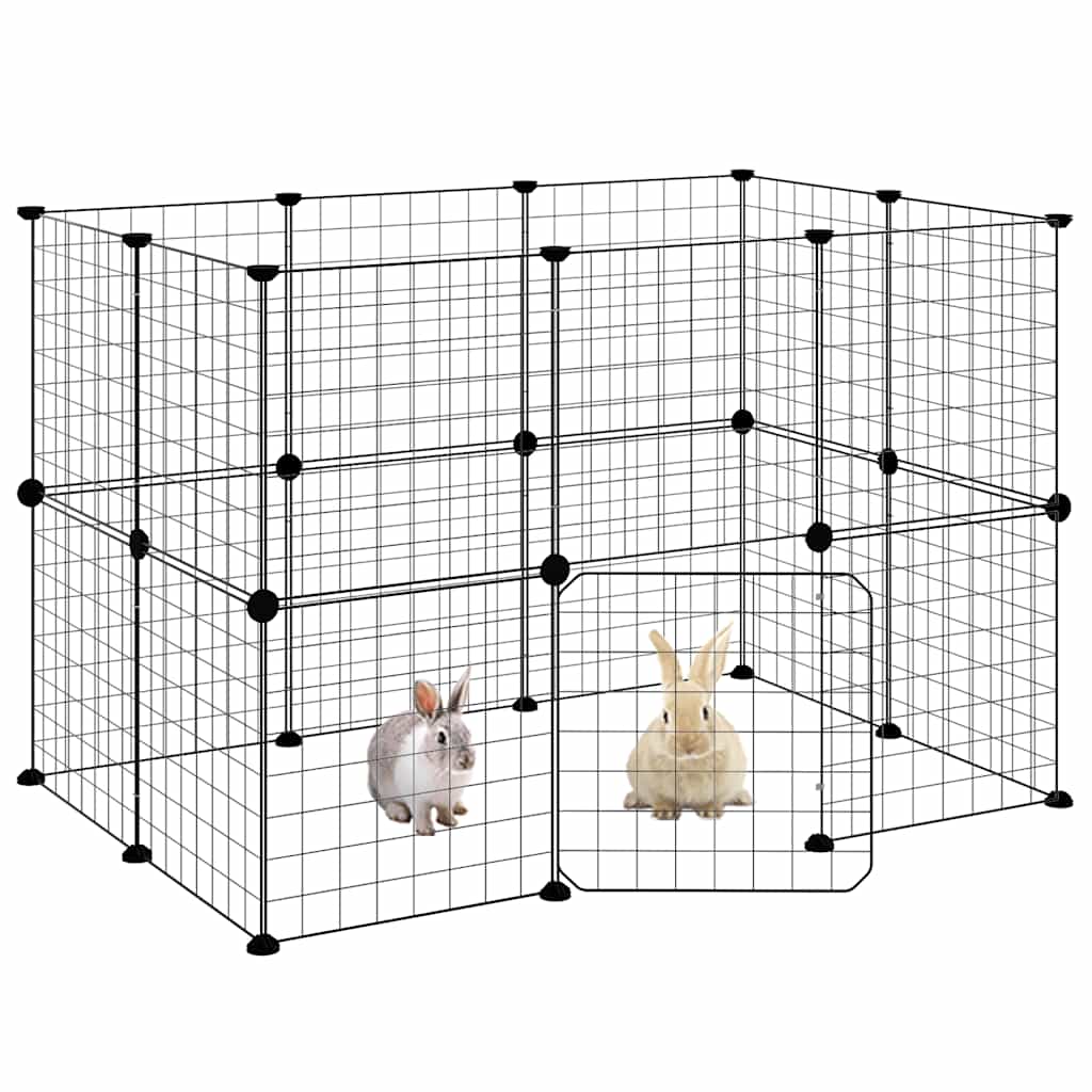 VidaXL cage pour animaux de compagnie avec porte 20 panneaux 35x35 cm acier noir