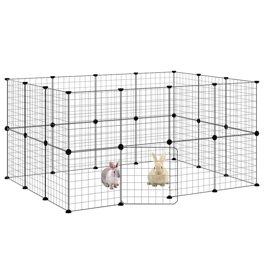 Vidaxxl cage pour animaux avec porte 28 panneaux 35x35 cm acier noir