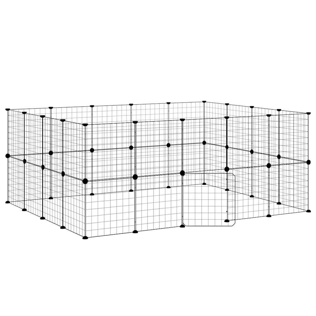 Vidaxxl cage pour animaux avec porte 36 panneaux 35x35 cm acier noir