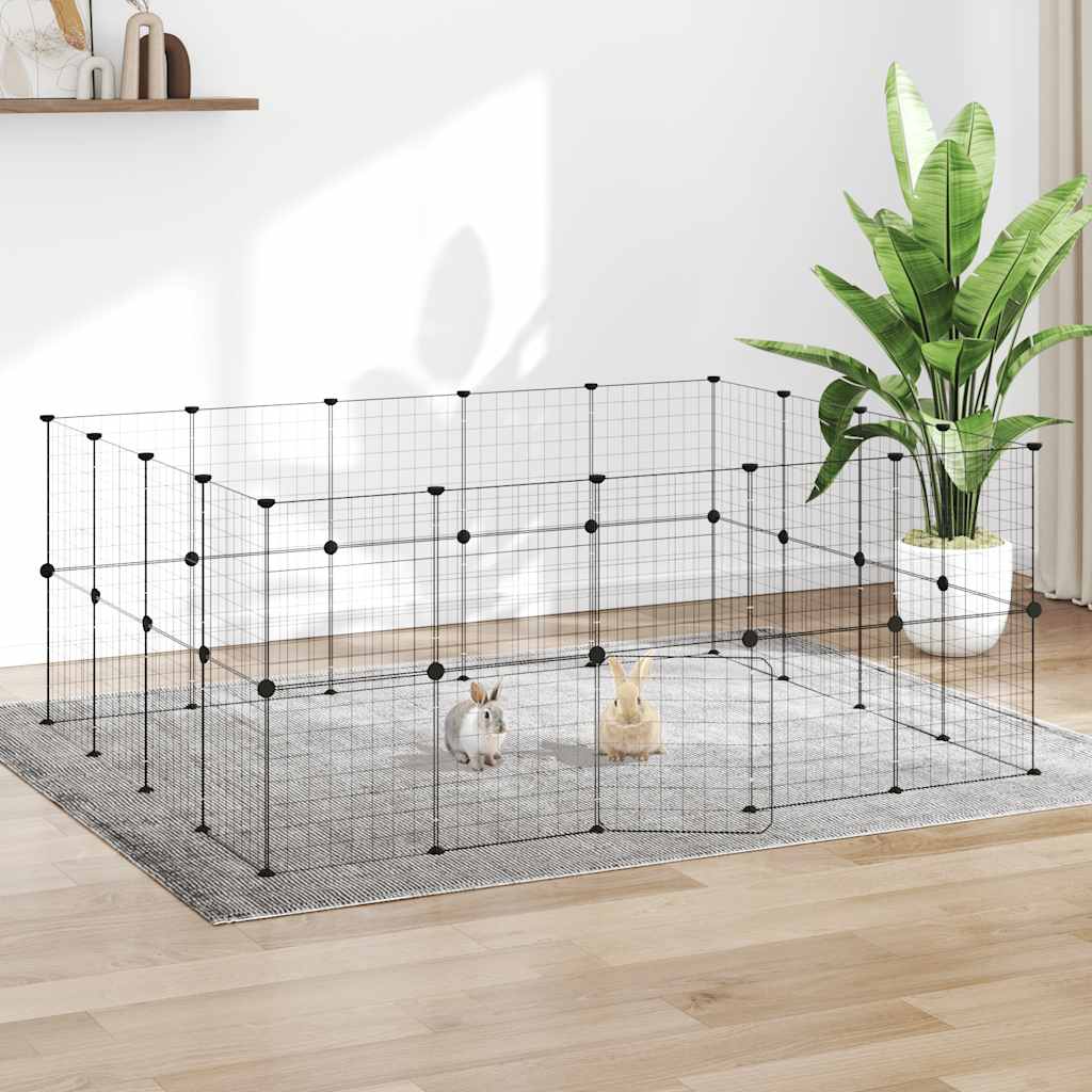 Vidaxxl cage pour animaux avec porte 36 panneaux 35x35 cm acier noir