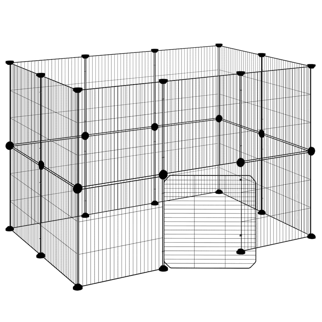 VidaXL cage pour animaux de compagnie avec porte 20 panneaux 35x35 cm acier noir