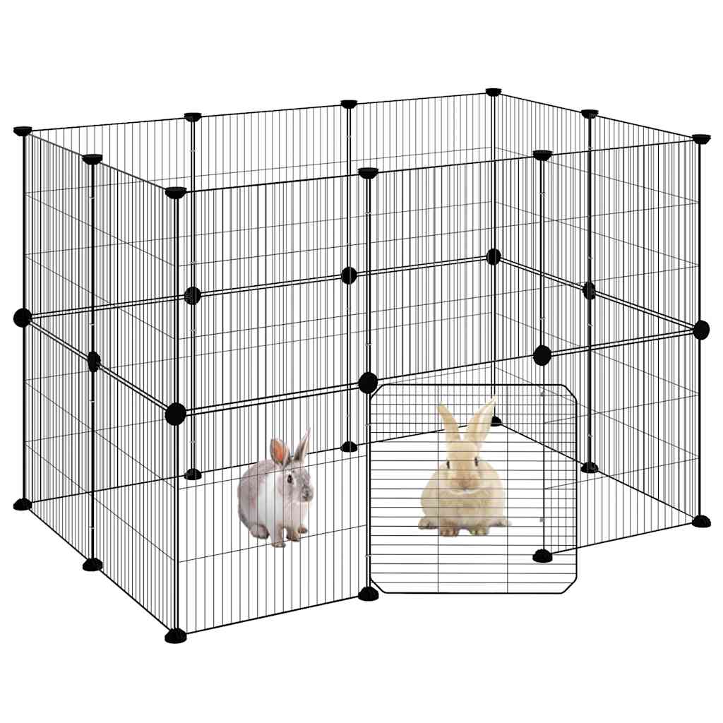 VidaXL cage pour animaux de compagnie avec porte 20 panneaux 35x35 cm acier noir
