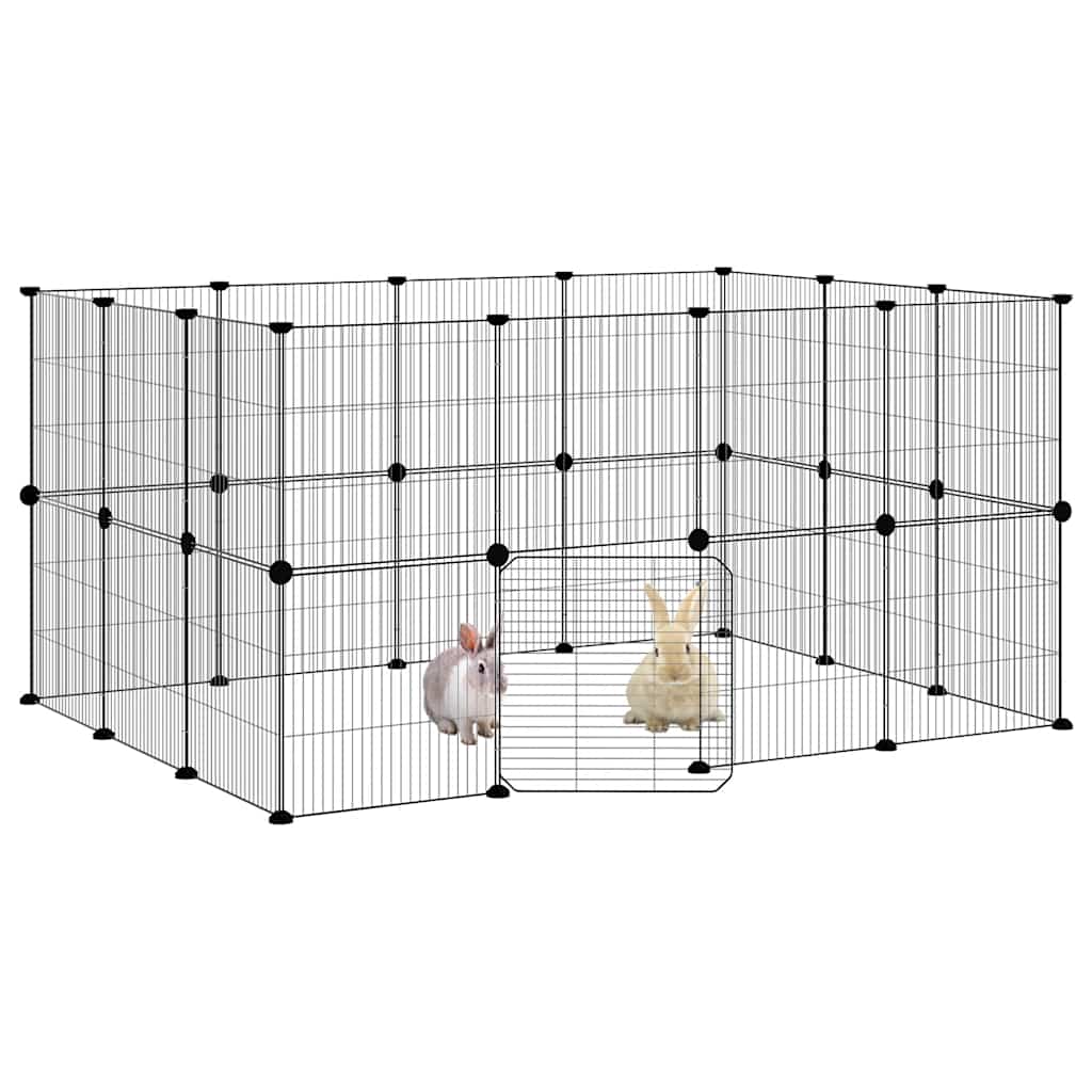 Vidaxxl cage pour animaux avec porte 28 panneaux 35x35 cm acier noir