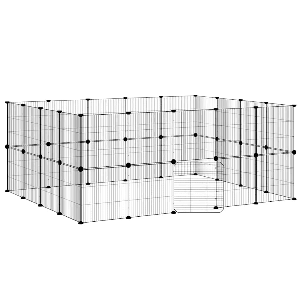 Vidaxl Petts Cage avec porte 36 panneaux 35x35 cm en acier noir