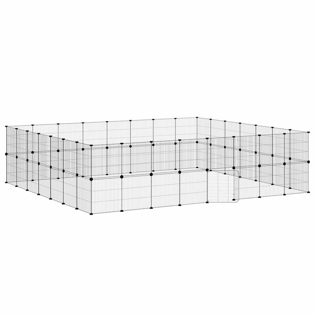 Cage pour animaux de compagnie vidaxl avec porte 60 panneaux 35x35 cm en acier noir