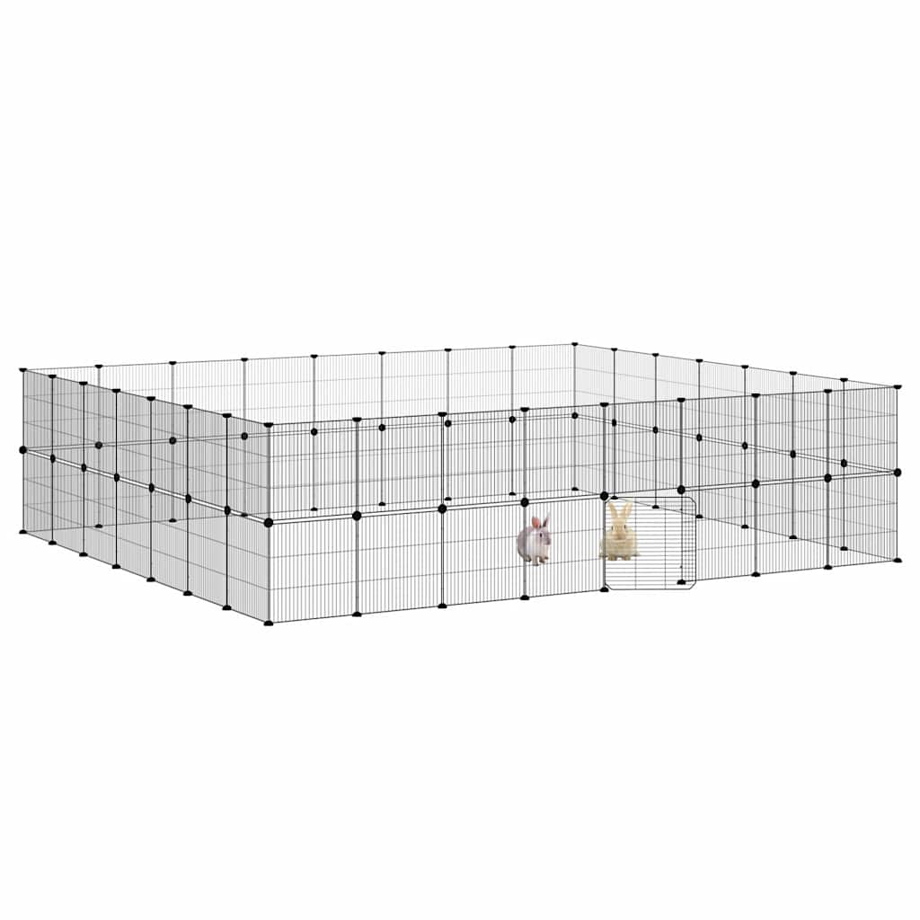 Cage pour animaux de compagnie vidaxl avec porte 60 panneaux 35x35 cm en acier noir