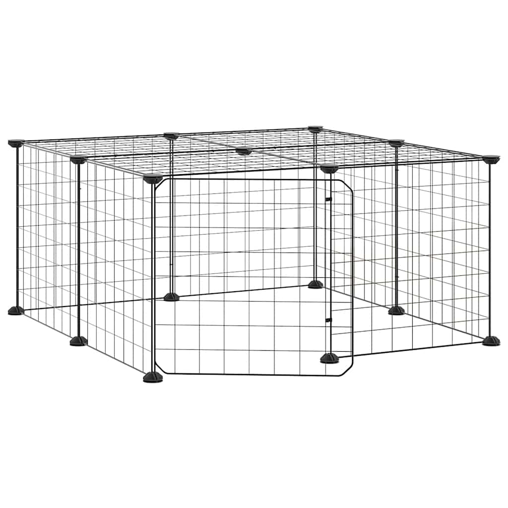 Vidaxl Petts Cage avec porte 12 panneaux 35x35 cm en acier noir