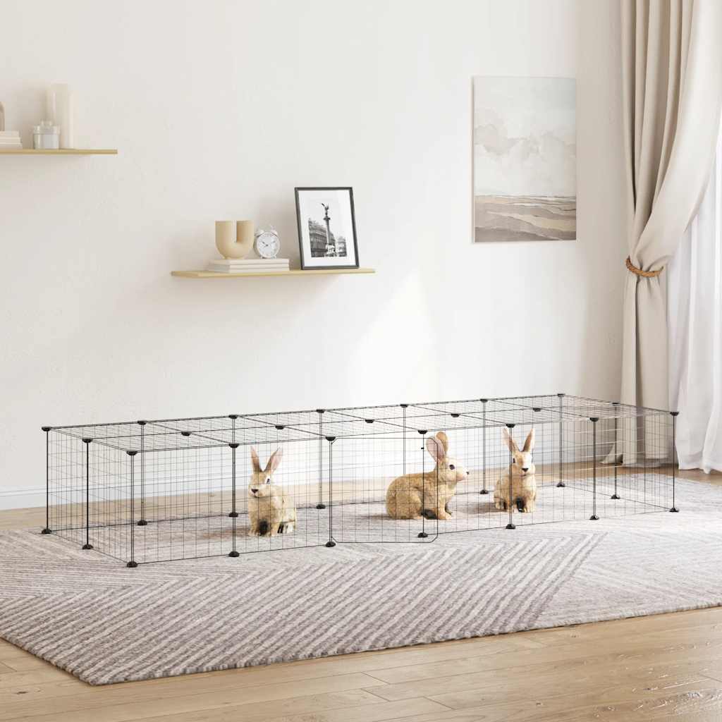 Vidaxxl cage pour animaux avec porte 28 panneaux 35x35 cm acier noir
