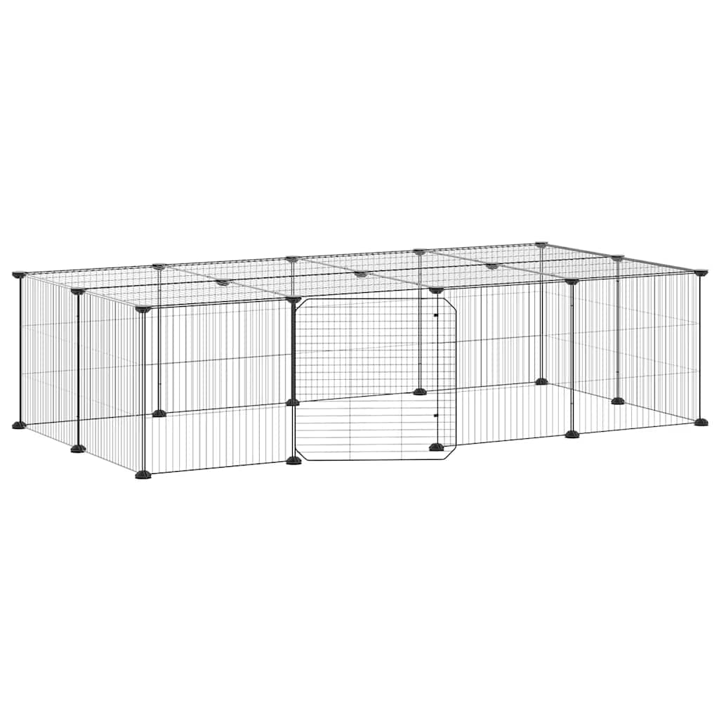 VidaXL cage pour animaux de compagnie avec porte 20 panneaux 35x35 cm acier noir