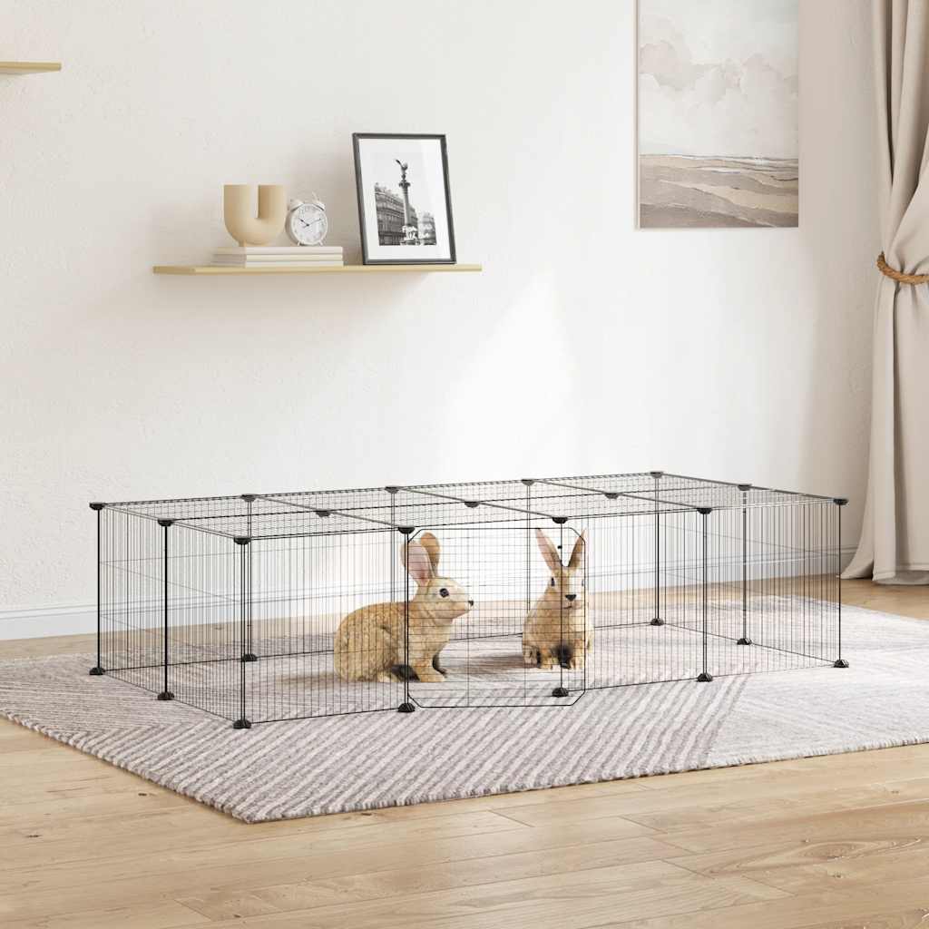 VidaXL cage pour animaux de compagnie avec porte 20 panneaux 35x35 cm acier noir