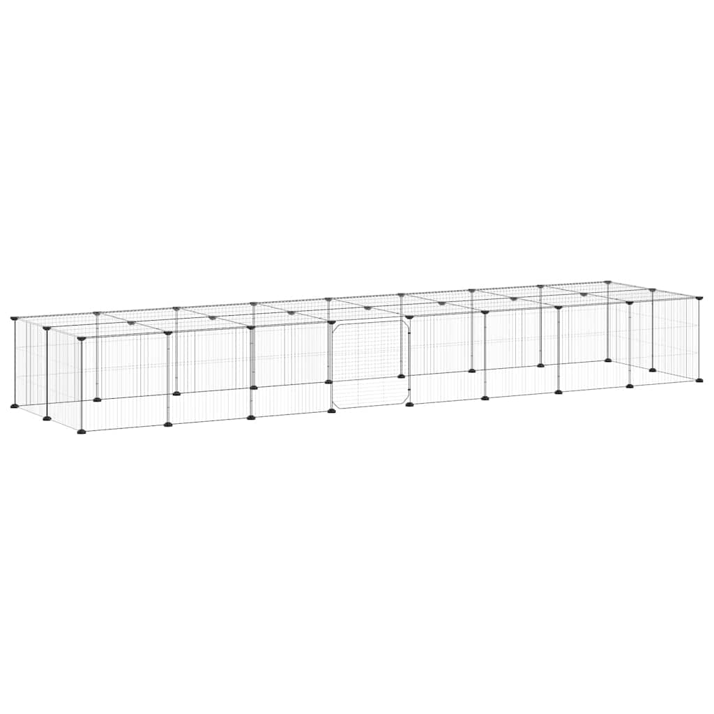 Vidaxl Petts Cage avec porte 36 panneaux 35x35 cm en acier noir