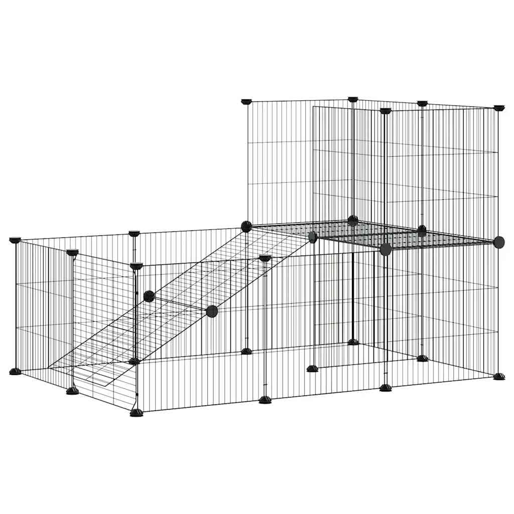 VidaXL cage pour animaux de compagnie avec porte 20 panneaux 35x35 cm acier noir