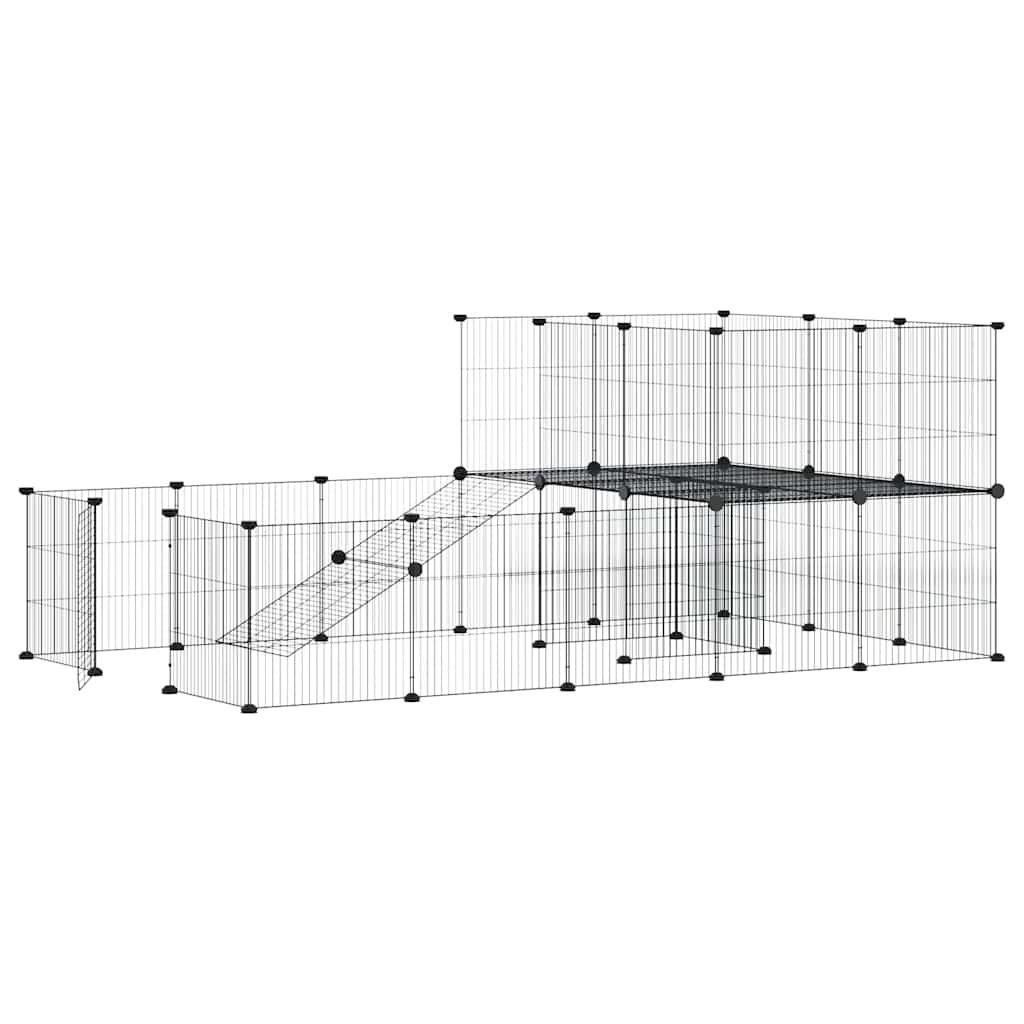 Vidaxl Petts Cage avec porte 36 panneaux 35x35 cm en acier noir