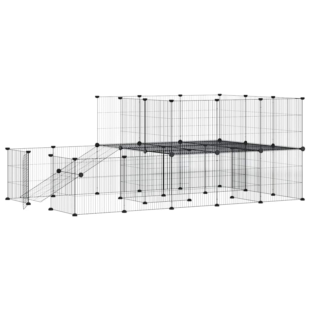 Vidaxl Petts Cage avec porte 44 panneaux 35x35 cm en acier noir