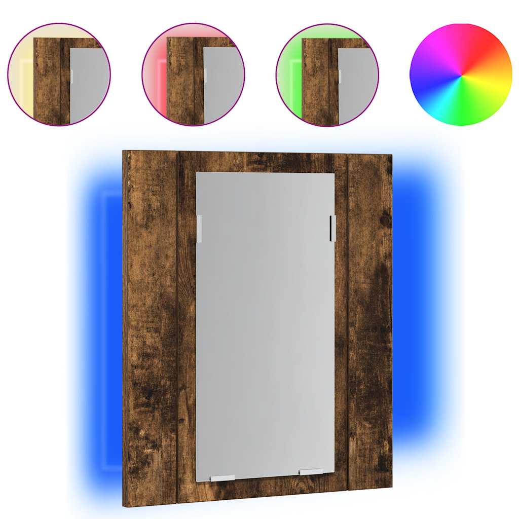 Vidaxl badkamerspiegelkast led 40x12x45 cm bewerkt hout gerookt eiken