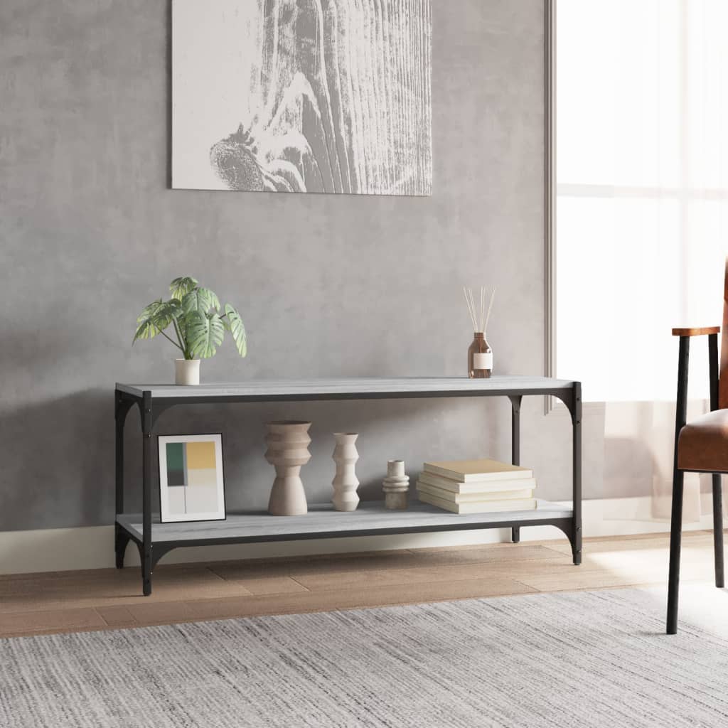 Vidaxl tv-meubel 100x33x41 cm bewerkt hout en staal grijs sonoma eiken