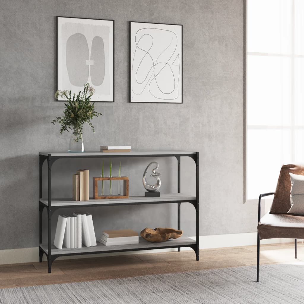 Vidaxl boekenkast 100x33x70,5 cm hout en staal grijs sonoma eikenkleur
