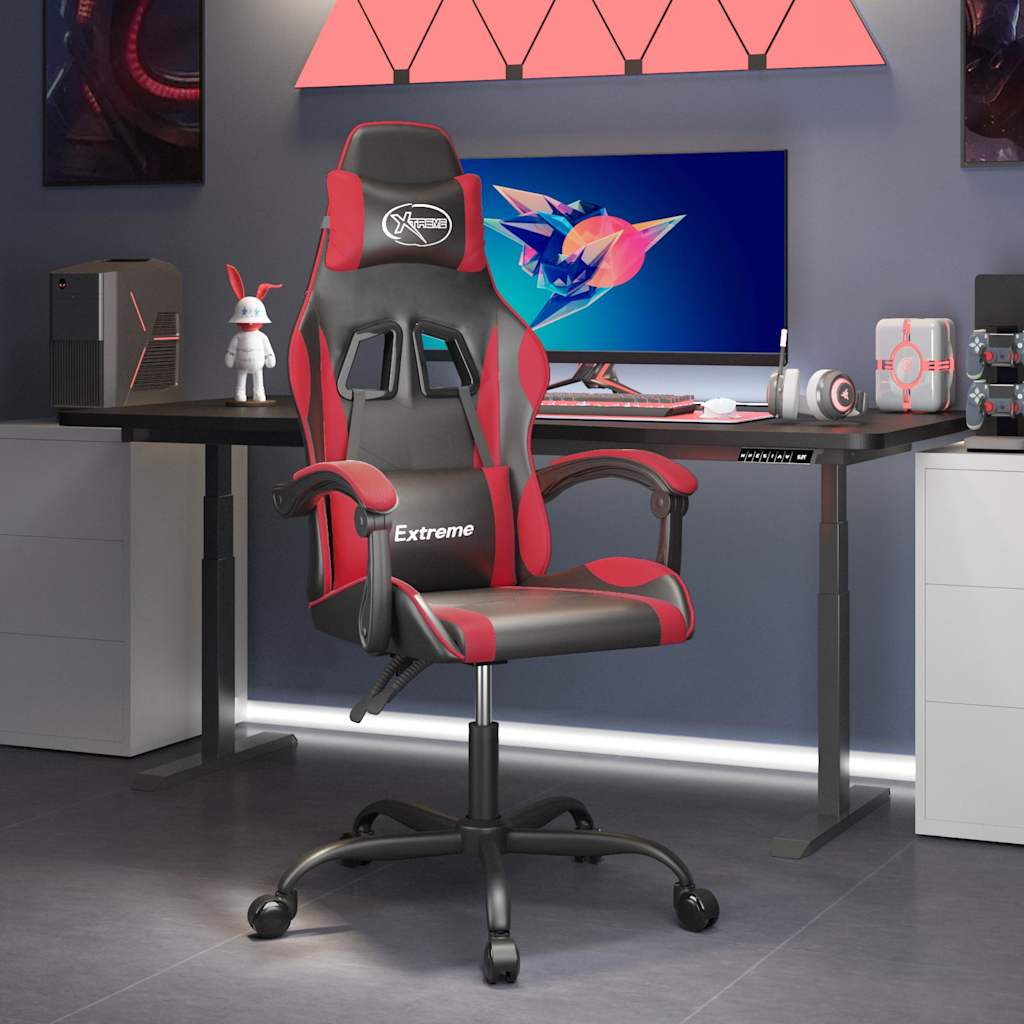 Vidaxl gamestoel draaibaar kunstleer zwart en rood