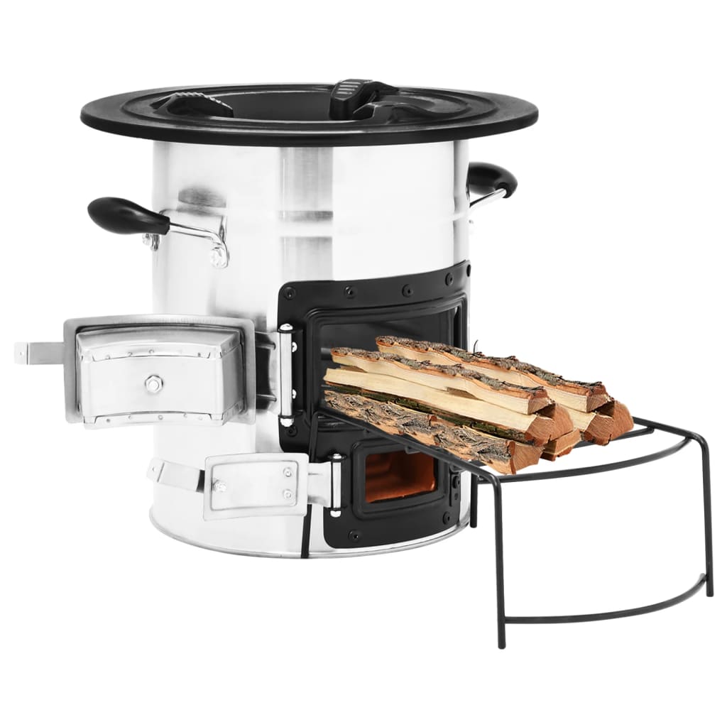 Vidaxl Camping Wood Poêle 51.5x35x30.5 cm Couleur en argent en acier inoxydable