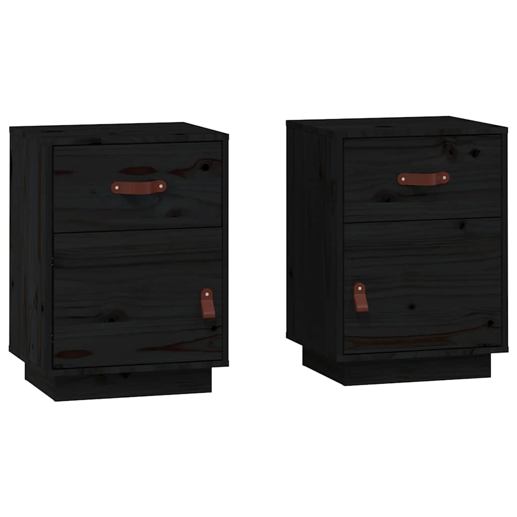 Vidaxl nachtkastjes 2 st 40x34x55 cm massief grenenhout zwart