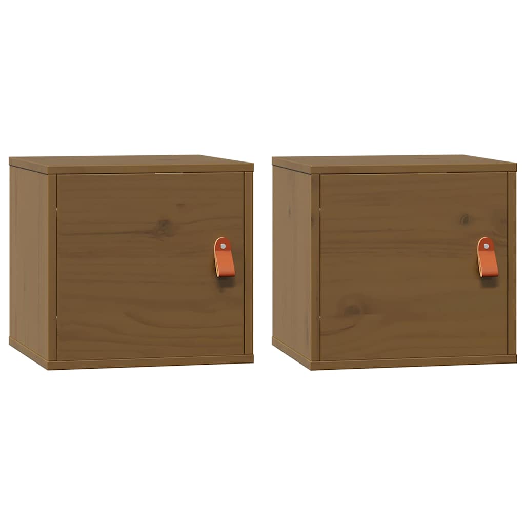 Vidaxl wandkasten 2 st 31,5x30x30 cm massief grenenhout honingbruin