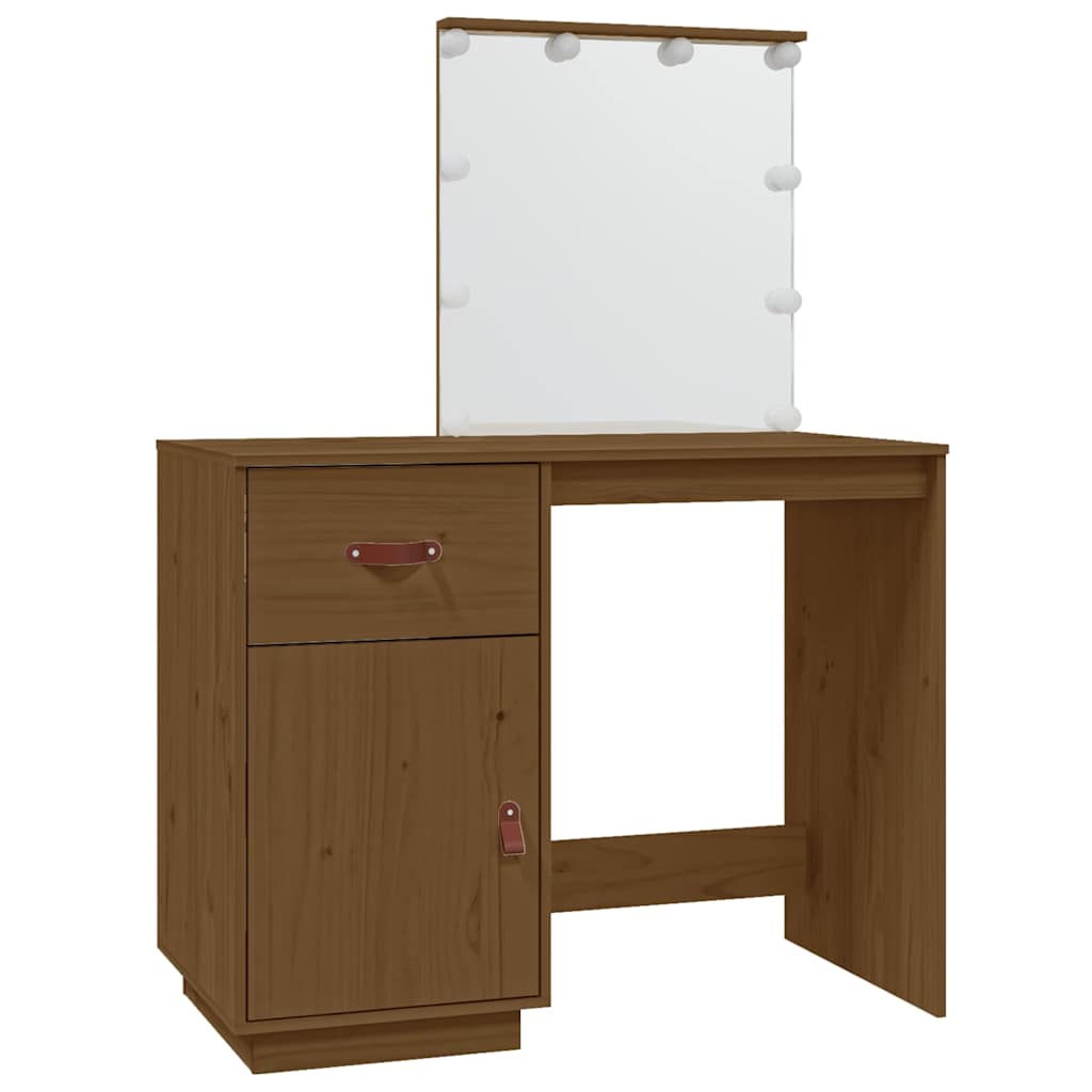 Vidaxl kaptafel met led 95x50x133,5 cm massief grenenhout honingbruin
