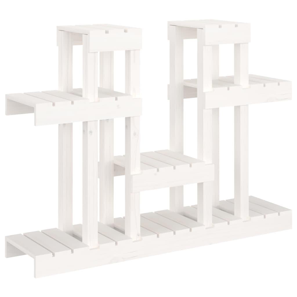 Vidaxl plantenstandaard wit 104,5x25x77,5 cm massief grenenhout