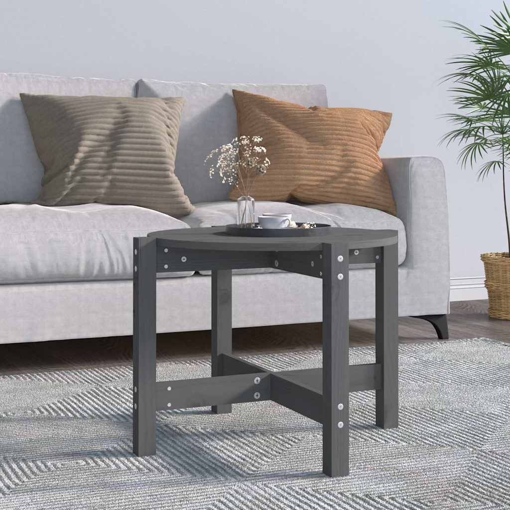 Vidaxl salontafel ø 62,5x45 cm massief grenenhout grijs