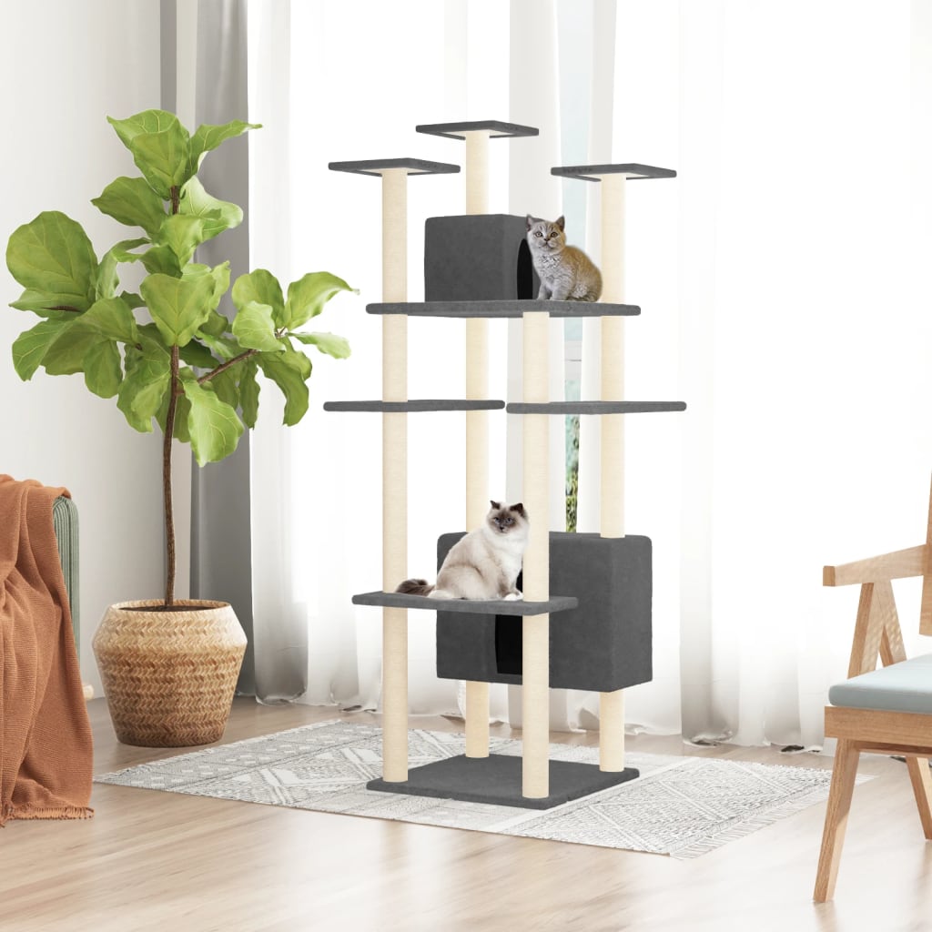 Vidaxl Cat Meubles avec Sisal Scratch Posts 162 cm Gris foncé
