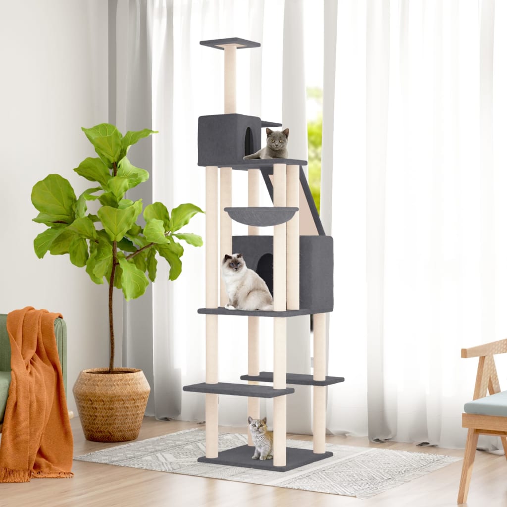 Vidaxl meuble pour chat avec griffoirs en sisal 201 cm gris foncé