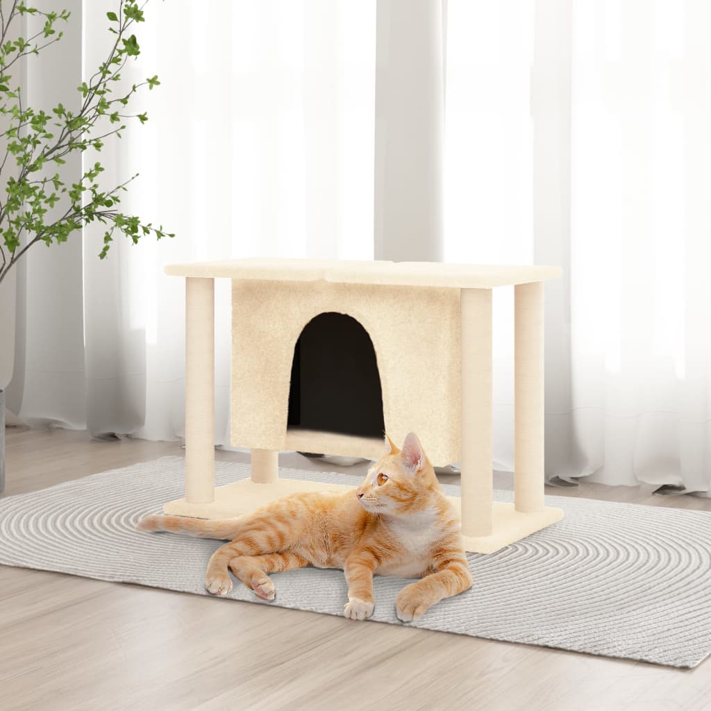 Vidaxl meuble pour chat avec griffoirs en sisal 50 cm couleur crème