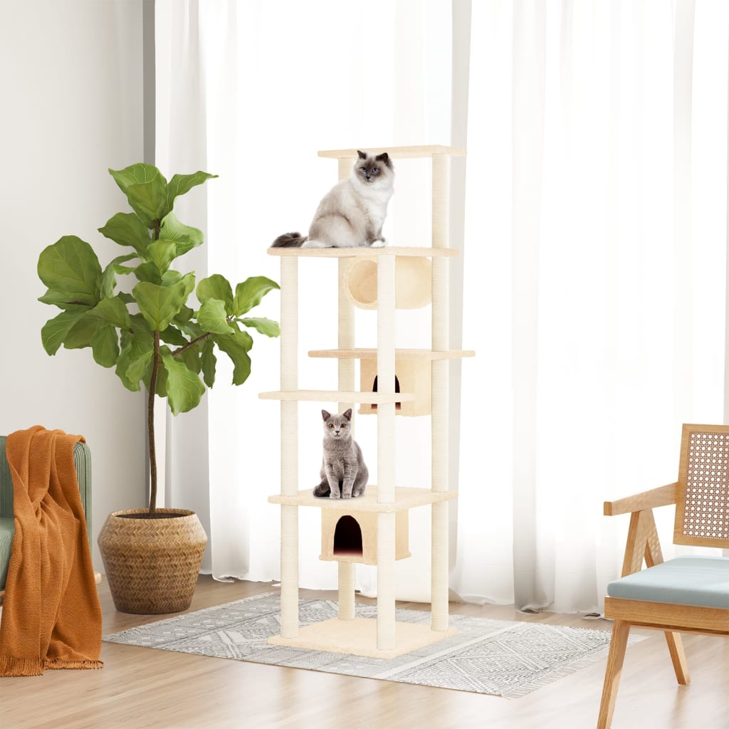 Vidaxl Cat Furniture avec Sisal Scratch Posts 169 cm Crème -Colored