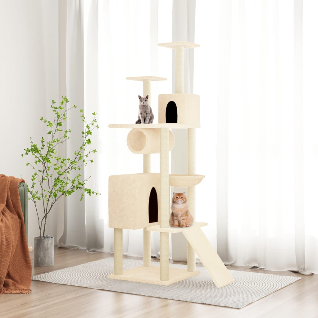 Vidaxl meuble pour chat avec griffoirs en sisal 168 cm couleur crème