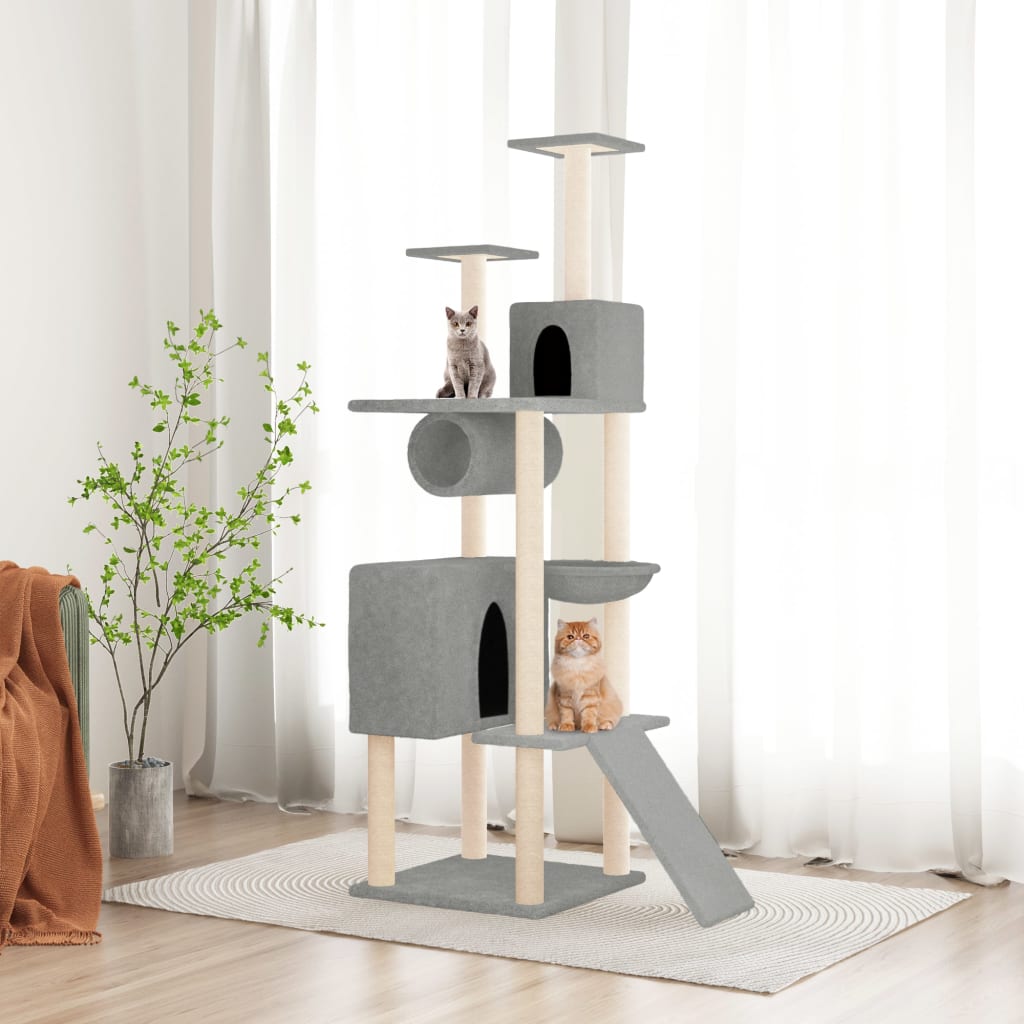 Vidaxl Cat Meubles avec Sisal Scratch Posts 168 cm Gris clair