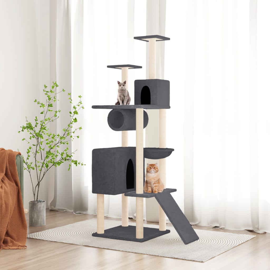 Vidaxl meuble pour chat avec griffoirs en sisal 168 cm gris foncé