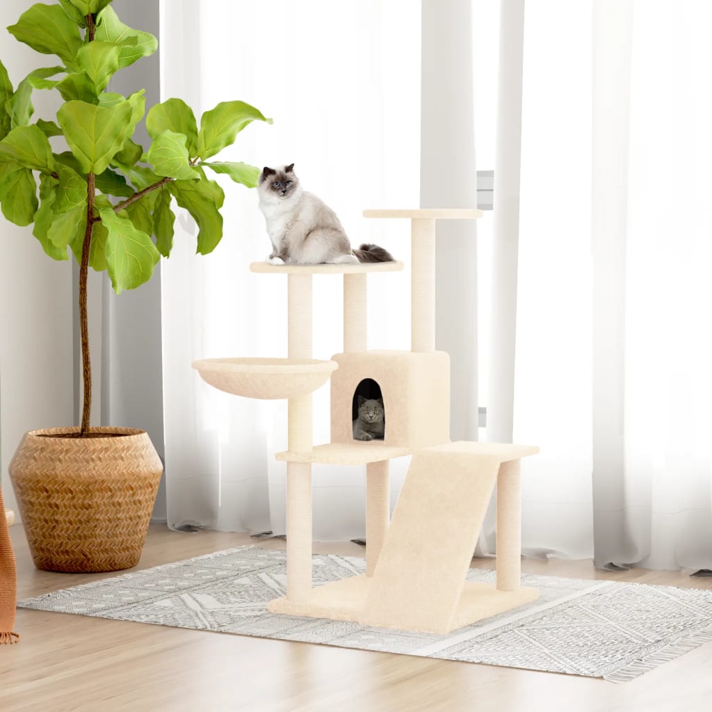 Vidaxl meuble pour chat avec griffoirs en sisal 94 cm couleur crème