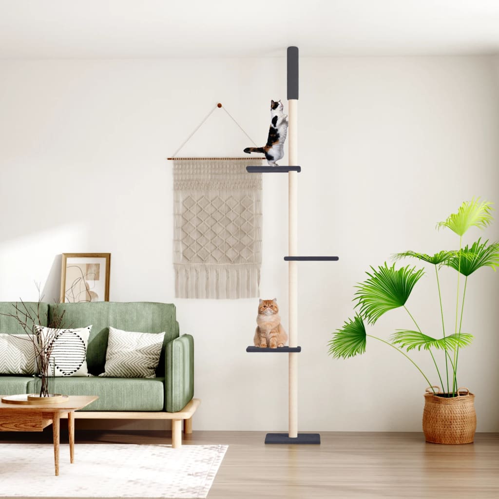 Vidaxxl meuble pour chat du sol au plafond 267,5-297,5 cm gris foncé