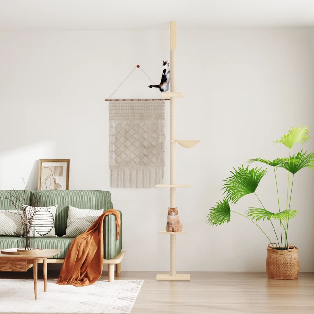 Vidaxxl meuble pour chat du sol au plafond 263,5-289,5 cm couleur crème