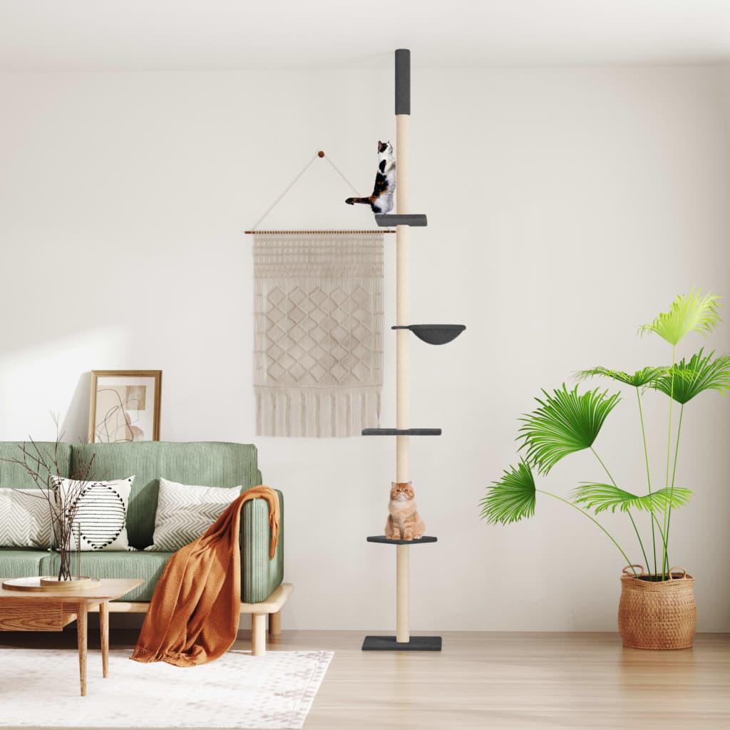 Vidaxxl meuble pour chat du sol au plafond 263,5-289,5 cm gris foncé