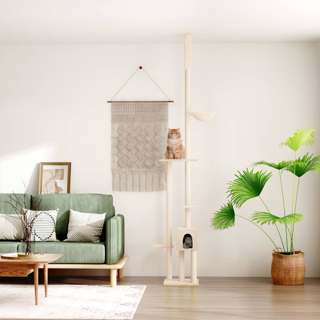 Vidaxxl meuble pour chat du sol au plafond 258,5-284,5 cm couleur crème