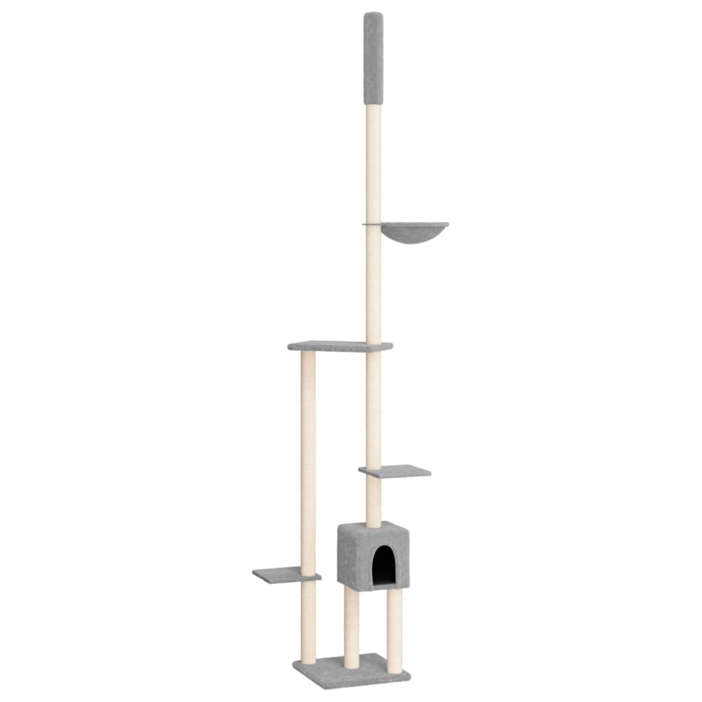 Vidaxxl meuble pour chat du sol au plafond 258,5-284,5 cm gris clair