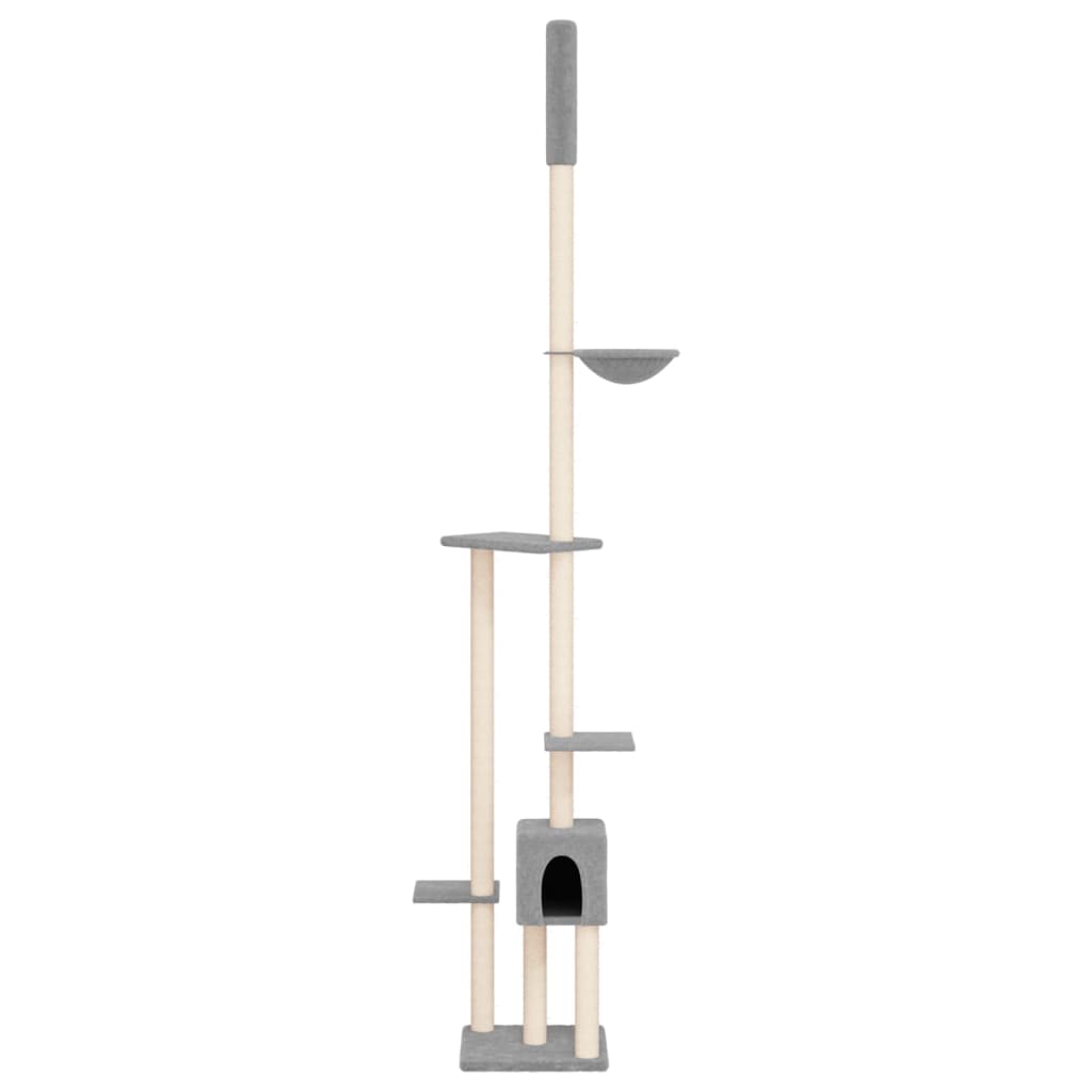 Vidaxxl meuble pour chat du sol au plafond 258,5-284,5 cm gris clair
