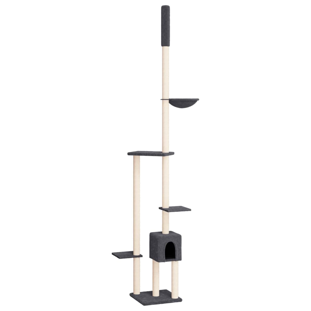 Vidaxxl meuble pour chat du sol au plafond 258,5-284,5 cm gris foncé