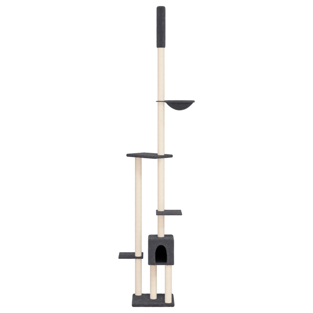 Vidaxxl meuble pour chat du sol au plafond 258,5-284,5 cm gris foncé