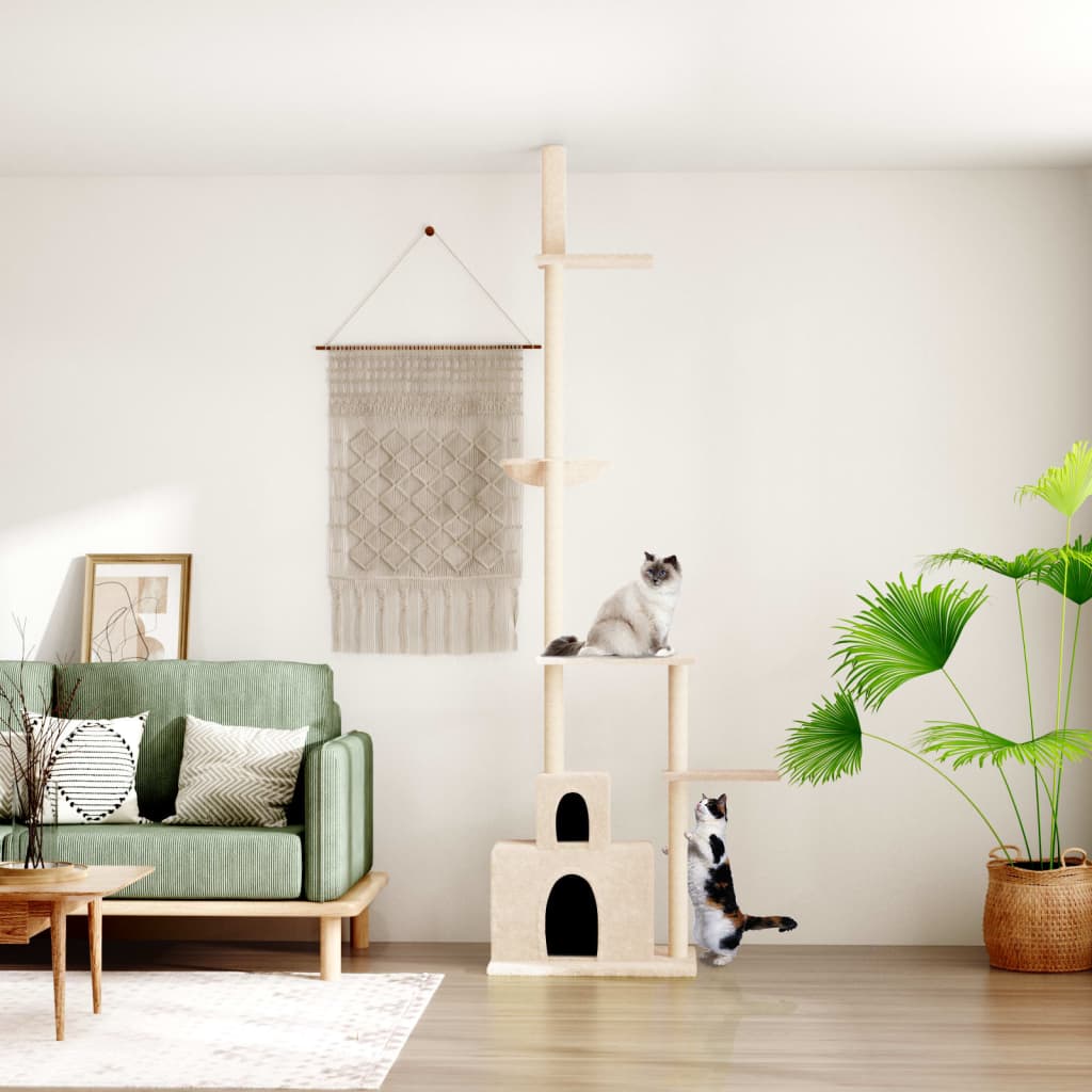 Vidaxxl meuble pour chat du sol au plafond 250,5-276,5 cm couleur crème